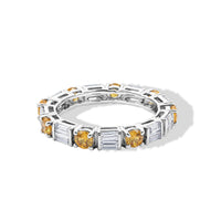 Brazilian Citrine and White Topaz 1.85 ctw Band Ring in Sterling Silver (Size 6.5)