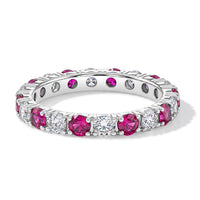 Ruby and White Topaz 1.60 ctw Band Ring in Sterling Silver (Size 8.0)