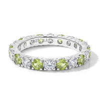 Hebei Peridot and White Topaz 1.60 ctw Band Ring in Sterling Silver (Size 9.0)