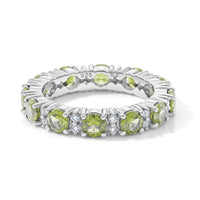 Hebei Peridot and White Topaz 2.70 ctw Band Ring in Sterling Silver (Size 8.0)
