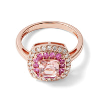 D'Joy Premium Pink Morganite, Moissanite Ring in 18K Vermeil RG Over Sterling Silver (Size 6.0) 1.65 ctw
