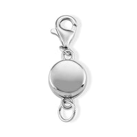 Rhodium Over Sterling Silver Round Magnetic Lock with 9mm Lobster Clasp (1.95 g) 