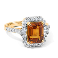 D''Joy Premium Honey Garnet, Moissanite Ring in 18K Vermeil YG Over Sterling Silver (Size 10.0) 3.15 ctw