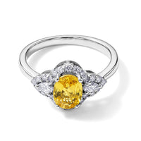 D'Joy AAA Yellow Sapphire, Moissanite Ring in Rhodium Over Sterling Silver (Size 10.0) 1.50 ctw