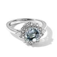 D'Joy Premium Santa Maria Aquamarine, Moissanite Ring in Rhodium Over Sterling Silver (Size 10.0) 1.50 ctw