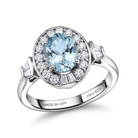 D''Joy Premium Mangoro Aquamarine, Moissanite Ring in Rhodium Over Sterling Silver (Size 10.0) 1.60 ctw