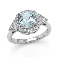 D''Joy Santa Maria Aquamarine, Moissanite Ring in Rhodium Over Sterling Silver (Size 7.0) 1.80 ctw