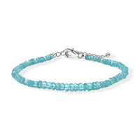 D'Joy Premium Betroka Blue Apatite Beaded Bracelet in Rhodium Over Sterling Silver (7.25 In) 31.00 ctw