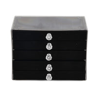 Livmore Black 5 Layer Velvet Jewelry Organizer with Transparent Cover