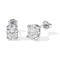 EverTrue Moissanite (Ovl 8x6mm) Solitaire Stud Earrings in Platinum Bond 2.50 ctw