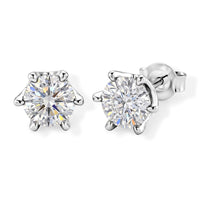 D''Joy Moissanite 2.00 ctw Solitaire Stud Earrings in Rhodium Over Sterling Silver