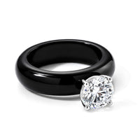 950 Platinum Moissanite (Rnd 8mm), Natural Black Jade Band Solitaire Ring (Size 10.0) 20.15 ctw