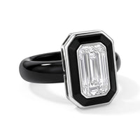 D''Joy Moissanite and Black Jade (D) 20.75 ctw Ring in Rhodium Over Sterling Silver (Size 10.0)