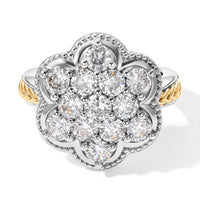 EverTrue Simulated Diamond Cluster Ring in 18K YG Plated and Platinum Bond (Size 10.0)