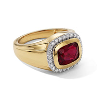 D'Joy Niassa Ruby (FF), Moissanite Men's Ring in 18K Vermeil YG Over Sterling Silver (Size 10) 5.60 ctw