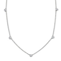 Luxuriant Lab Grown Diamond (G-H, SI) Station Necklace (20 Inches) in Rhodium Over Sterling Silver 1.00 ctw