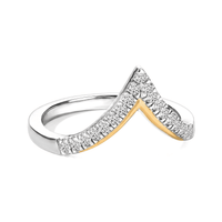 Luxuriant Lab Grown Diamond (G-H, SI) Band Ring in 18K Vermeil YG and Rhodium Over Sterling Silver (Size 5.0) 0.25 ctw