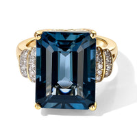 Luxoro 10K Yellow Gold Premium London Blue Topaz, Diamond (I2) Ring (Size 6.0) 14.20 ctw