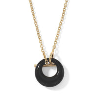 Galilea Rose Quartz 15.00 ctw Round Donut Pendant Necklace in Goldtone 18 Inches