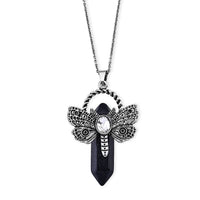 Black Sandstone Pendant in Silvertone with Stainless Steel Necklace (20 Inches) 55.00 ctw
