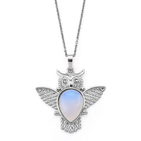 White Opal 15.00 ctw Pendant in Silvertone with Stainless Steel Necklace (20 Inches)