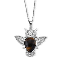 Tiger Eye Pendant in Silvertone with Stainless Steel Necklace (20 Inches) 17.00 ctw