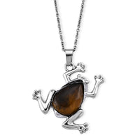 Tiger Eye Pendant in Silvertone with Stainless Steel Necklace (20 Inches) 15.00 ctw