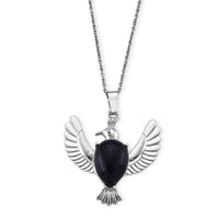Blue Sandstone Pendant in Silvertone with Stainless Steel Necklace (20 Inches) 12.00 ctw