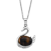 Tiger Eye Pendant in Silvertone with Stainless Steel Necklace (20 Inches) 25.00 ctw 8666693