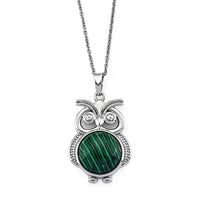 African Malachite Pendant in Silvertone with Stainless Steel Necklace (20 Inches) 20.00 ctw