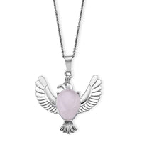 Rose Quartz Pendant in Silvertone with Stainless Steel Necklace (20 Inches) 20.00 ctw