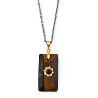 Tiger Eye Pendant in Goldtone with ION Plated YG Stainless Steel Necklace (20 Inches) 15.00 ctw