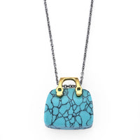 Turquoise Pendant in Goldtone with ION Plated YG Stainless Steel Necklace (20 Inches) 40.00 ctw