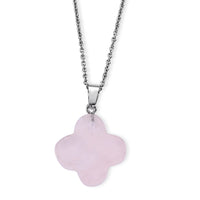 Rose Quartz Pendant in Silvertone with Stainless Steel Necklace (20 Inches) 30.00 ctw