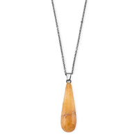 Yellow Jade Pendant in Silvertone with Stainless Steel Necklace (20 Inches) 35.00 ctw