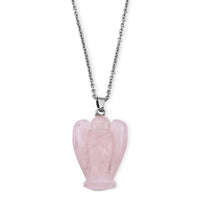 Rose Quartz Pendant in Silvertone with Stainless Steel Necklace (20 Inches) 40.00 ctw