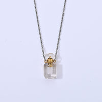 Austrian White Crystal Pendant Necklace (20 Inches) in Stainless Steel