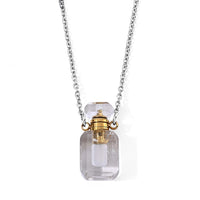 Austrian White Crystal Pendant Necklace (20 Inches) in Stainless Steel
