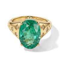 EverTrue Emeraldine Quartz, White Zircon Solitaire Ring in 18K YG Plated (Size 10.0) 6.30 ctw