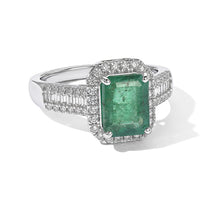 Luxoro 10K White Gold AAA Kagem Zambian Emerald, Diamond (I2) (0.58 cts) Ring (Size 10.0) 3.20 ctw