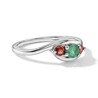 Brazilian Emerald ,  Red Garnet  Ring Sterling Silver 0.32 ctw