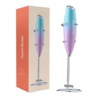 Peach Street Milk Frother with Stand in Teal and Pink
