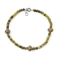 EverTrue Mojave Yellow Turquoise and Dalmation Jasper 400.00 ctw Beaded Necklace in Platinum Bond 18 Inches