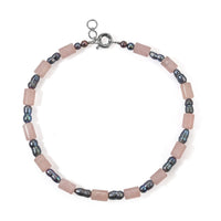 EverTrue Rose Quartz and Peacock Pearl (D) 210.00 ctw Beaded Necklace in Platinum Bond 18 Inches