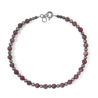 EverTrue Peacock Pearl (D) and Leopard Jasper 175.00 ctw Beaded Necklace in Platinum Bond 18 Inches