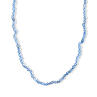 Aquamarine 50.00 ctw Cord Beaded Necklace (17-19 Inches) in Stainless Steel