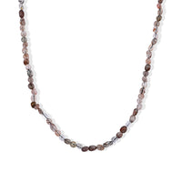 Multi Rutilated Quartz 50.00 ctw Cord Beaded Necklace (17-19 Inches) in Stainless Steel