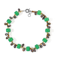 EverTrue Gold Quartz, Green Aventurine and Peacock Pearl (D) 430.00 ctw Beaded Necklace in Platinum Bond 18 Inches