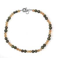 EverTrue Green Pearl (D) and Gold Quartz 70.00 ctw Beaded Necklace in Platinum Bond 18 Inches