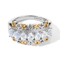 EverTrue Rainbow Moonstone 1.10 ctw Ring in 18K YG Plated and Platinum Bond (Size 10.0)